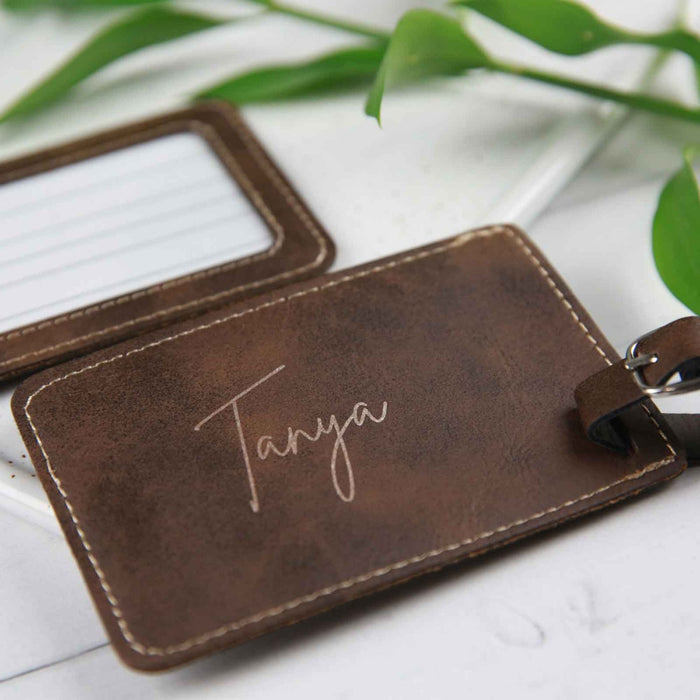 Engraved Christmas Leatherette Luggage Tag