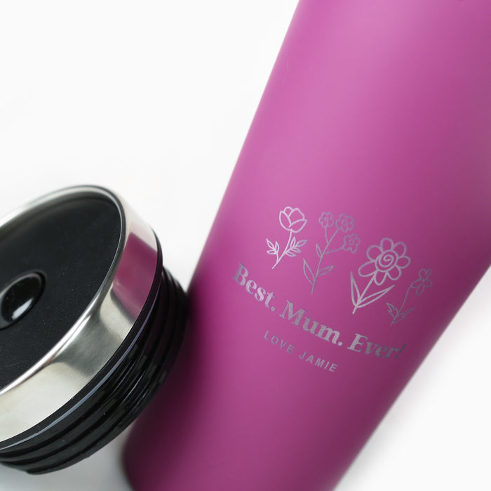 Custom Artwork Engraved Mother's Day Pink Thermo Travel Insulated Coffee Mug Present