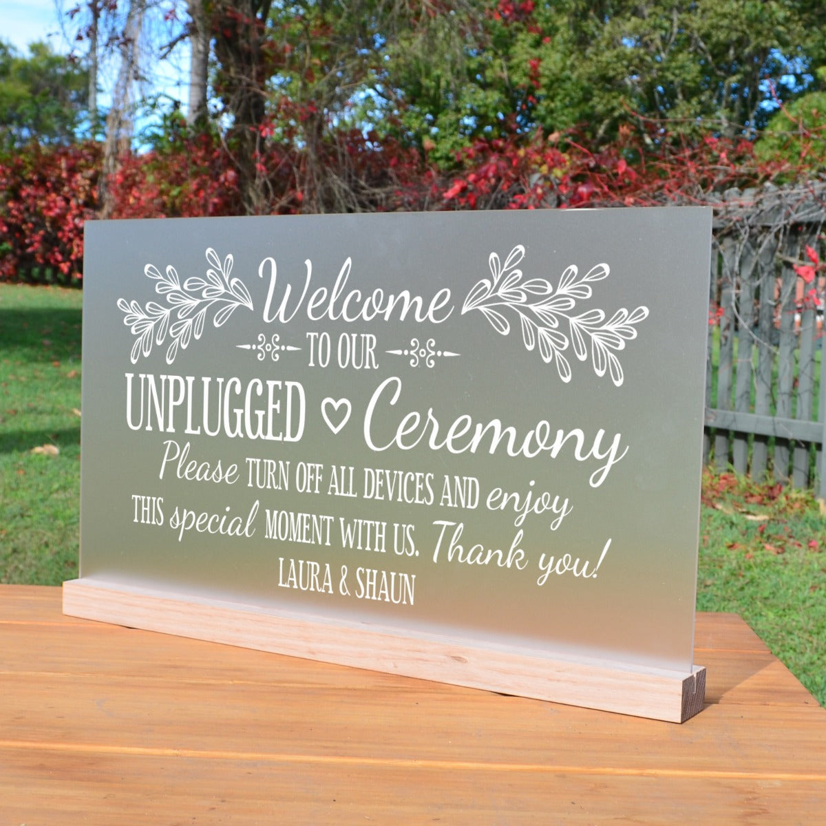 Engraved Acrylic Unplugged Wedding Ceremony 2024 Sign