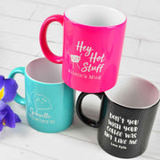 Custom Designed Engraved Aqua, Pink and Black Valentine's Day Coffee Mug Present