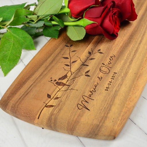 Customised Acacia Wooden Tapas Board Engraved Valentine's Day Present