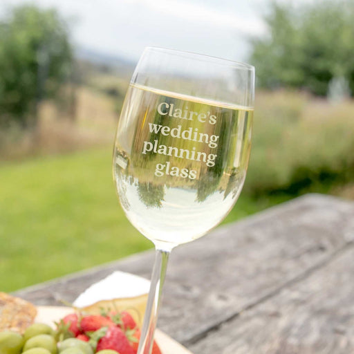 Personalised Engraved Wedding Planning Wine Glass
