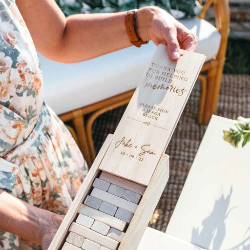 Customised Engraved Wooden Jenga Wedding Guest Book