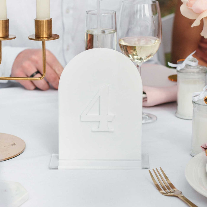Laser Cut White Acrylic Table Number Arch Wedding Reception Tables