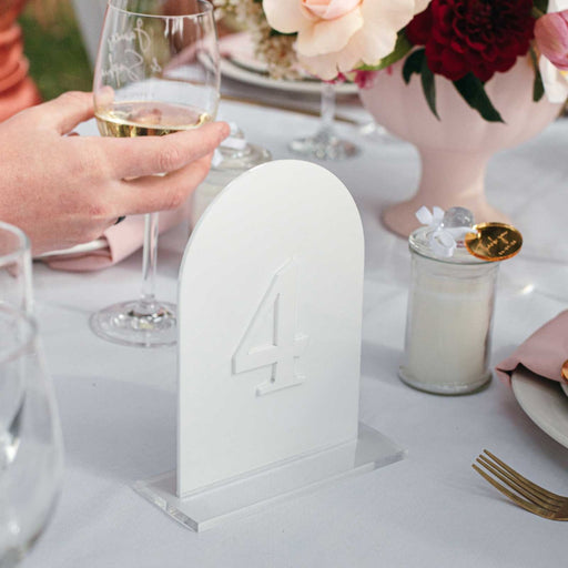 Laser Cut White Acrylic Table Number with White Number
