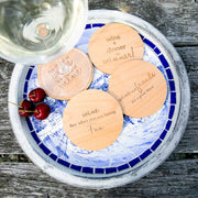 Personalised wooden wine coaster set, birthday gift
