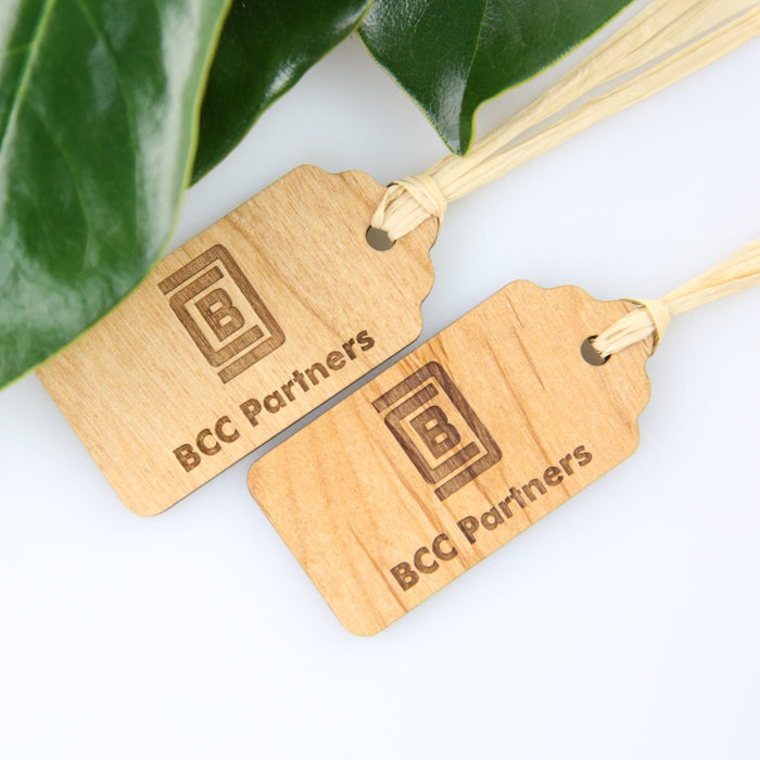 Personalised Engraved Promotional Logo on Wooden Gift Tags