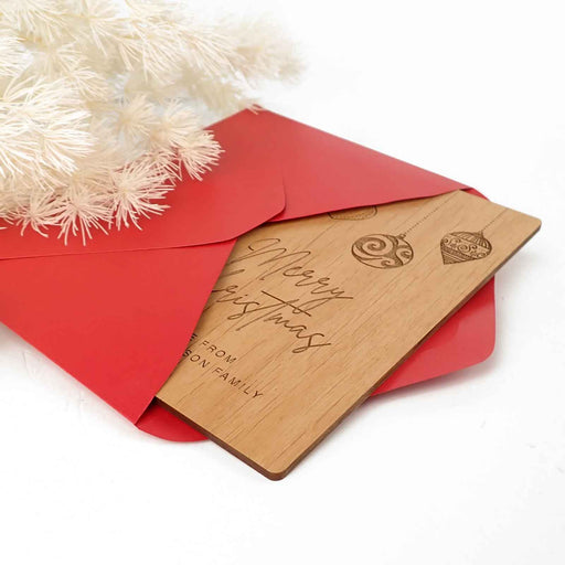 Personalised Engraved Wooden Christmas Card with C6 Envelope