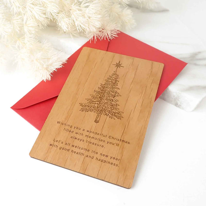 Customised Engraved Wooden Christmas Card with C6 Envelope