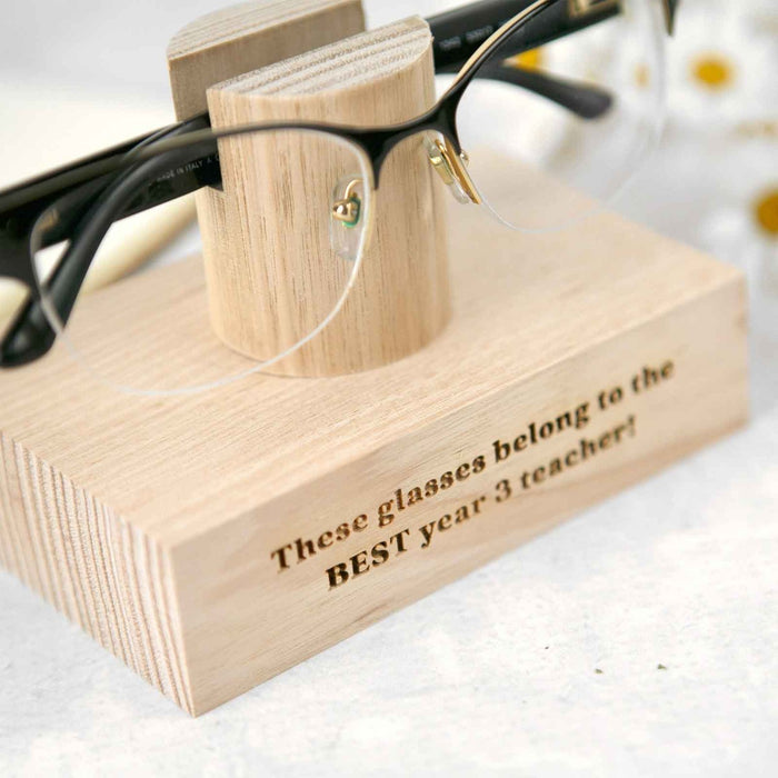 Custom Designed Engraved Teacher Tasmanian Oak Reading Glasses Stand Christmas Present