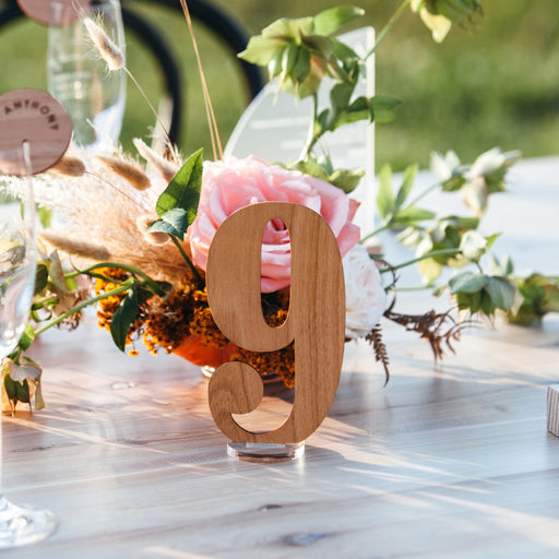 Wood Laser Cut Wedding Reception Table Number With Clear Acrylic Stand