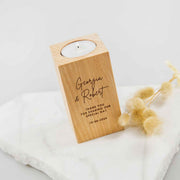 Personalised Engraved Wooden Tealight Holder Wedding Favour Gift