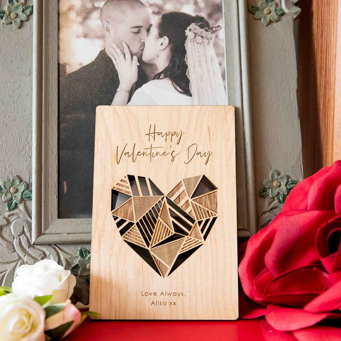 Customised Engraved Timber Unique Valentine's Day Card