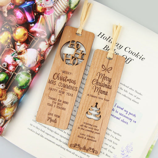 Personalised Engraved Wooden Secret Santa Christmas Bookmark Gift