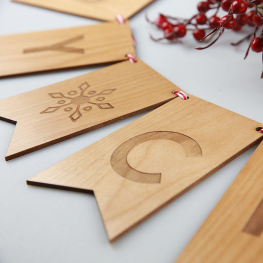 Customised Engraved Christmas Wooden Bunting Decoration