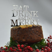 Laser Cut Silver Christmas Pudding Cake Topper